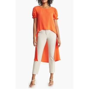 Partrizia Luca Short Sleeve High/Low Tunic | Orange | Size M | Like New